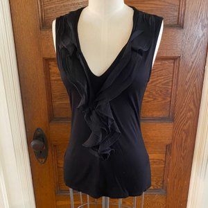 H&M Black Ruffle V-neck Sleeveless Top Size Small